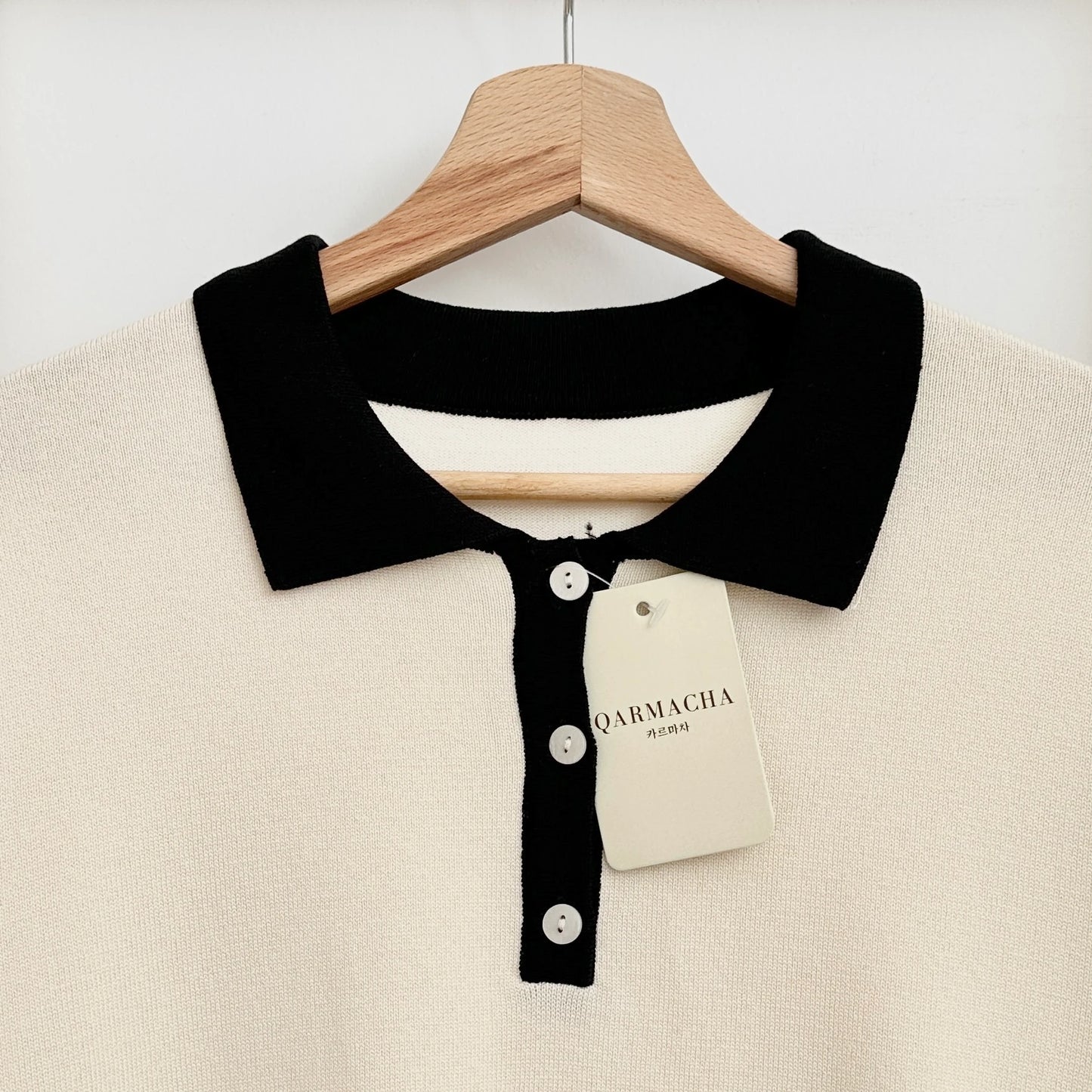 Polo Neck Knit Blouse