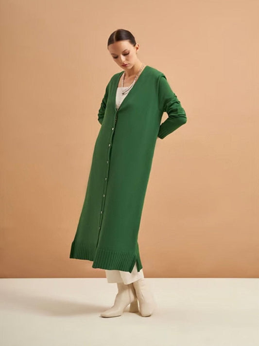 elegant women's long buttoned cardigans