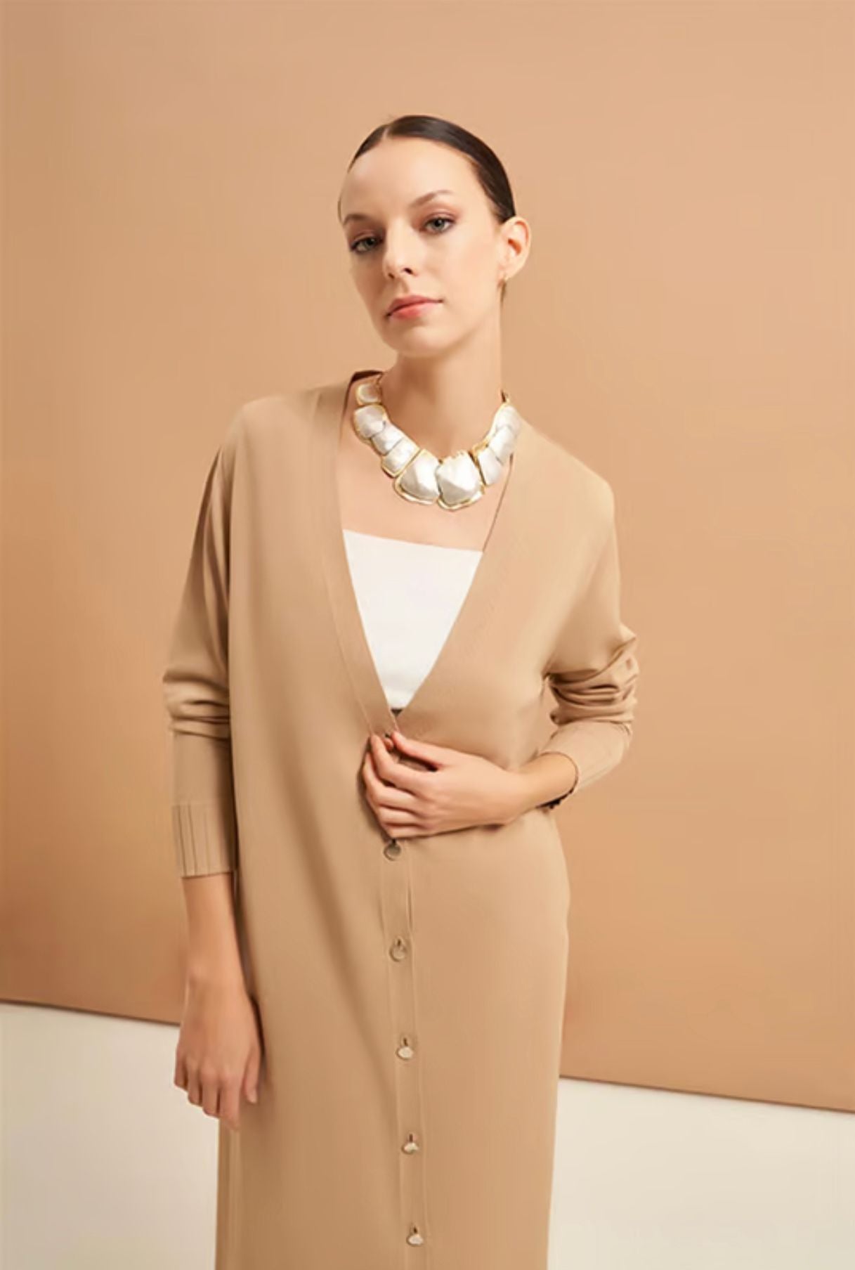 elegant women's knit cardigans long button