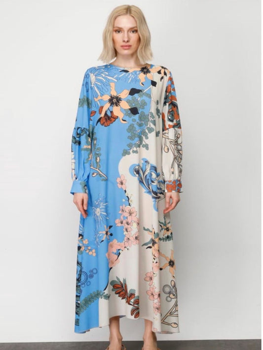 Printed Ruffled Maxi Blossom Collection Noi Dress