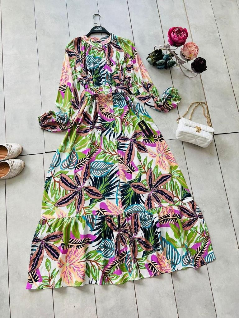 Blossom Collection Leaf Pattern Beautiful Summer Dress